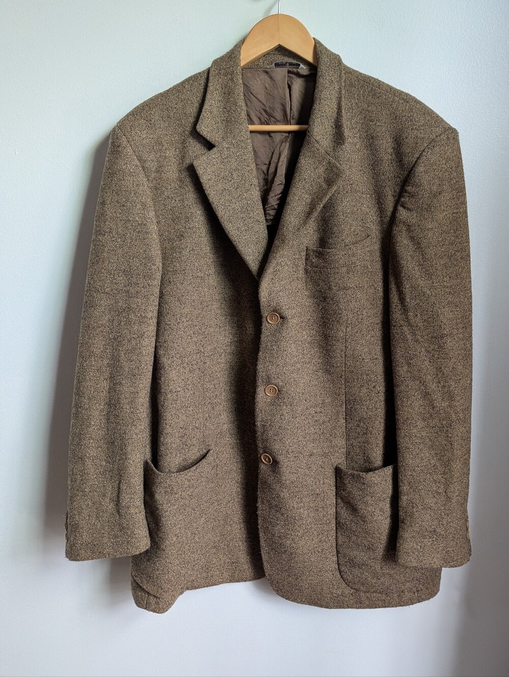 VINTAGE ABOUD Beige / Brown Wool Italian Tailored Oversized Blazer Jacket XL